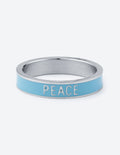Elevated Faith Christian Jewelry Ring in Silver and Light Blue with Peace Engraving