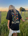 Elevated Faith Christian Apparel T-Shirt with 'Created by the Creator' Floral Design