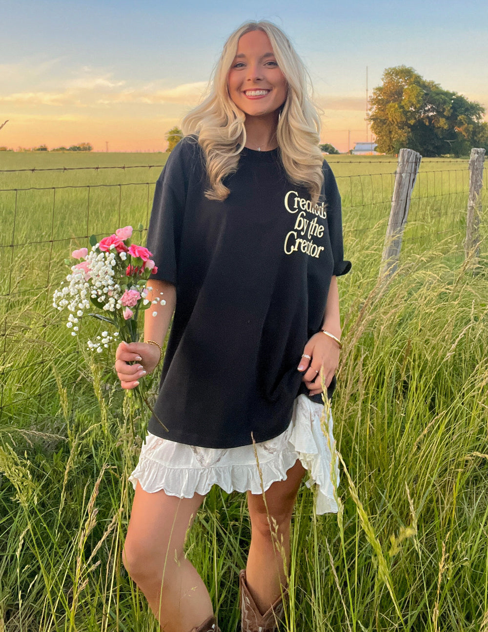 Elevated Faith Christian Apparel T-Shirt in Black with 'Created by the Creator' Design for Casual Wear