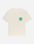 Elevated Faith Christian Apparel T-Shirt in cream with green logo print on the front