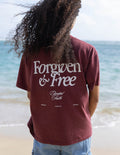 Elevated Faith Christian Apparel T-Shirt in Burgundy with 'Forgiven & Free' Print on Back