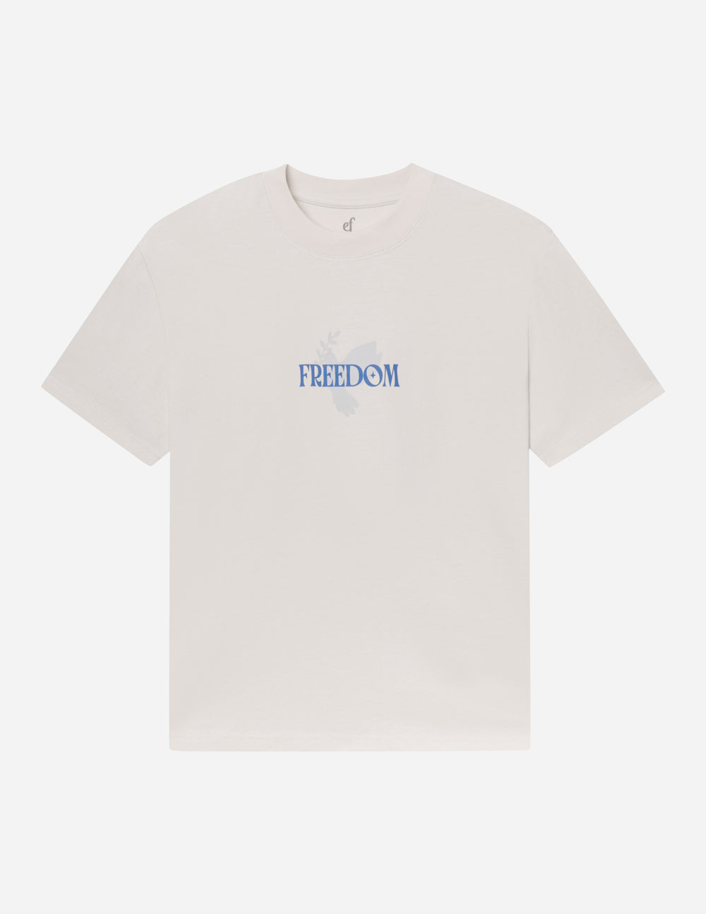 Elevated Faith Christian Apparel T-Shirt in soft white featuring 'FREEDOM' print design