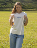 Elevated Faith Christian Apparel T-Shirt in cream with 'FREEDOM' text displayed on the front