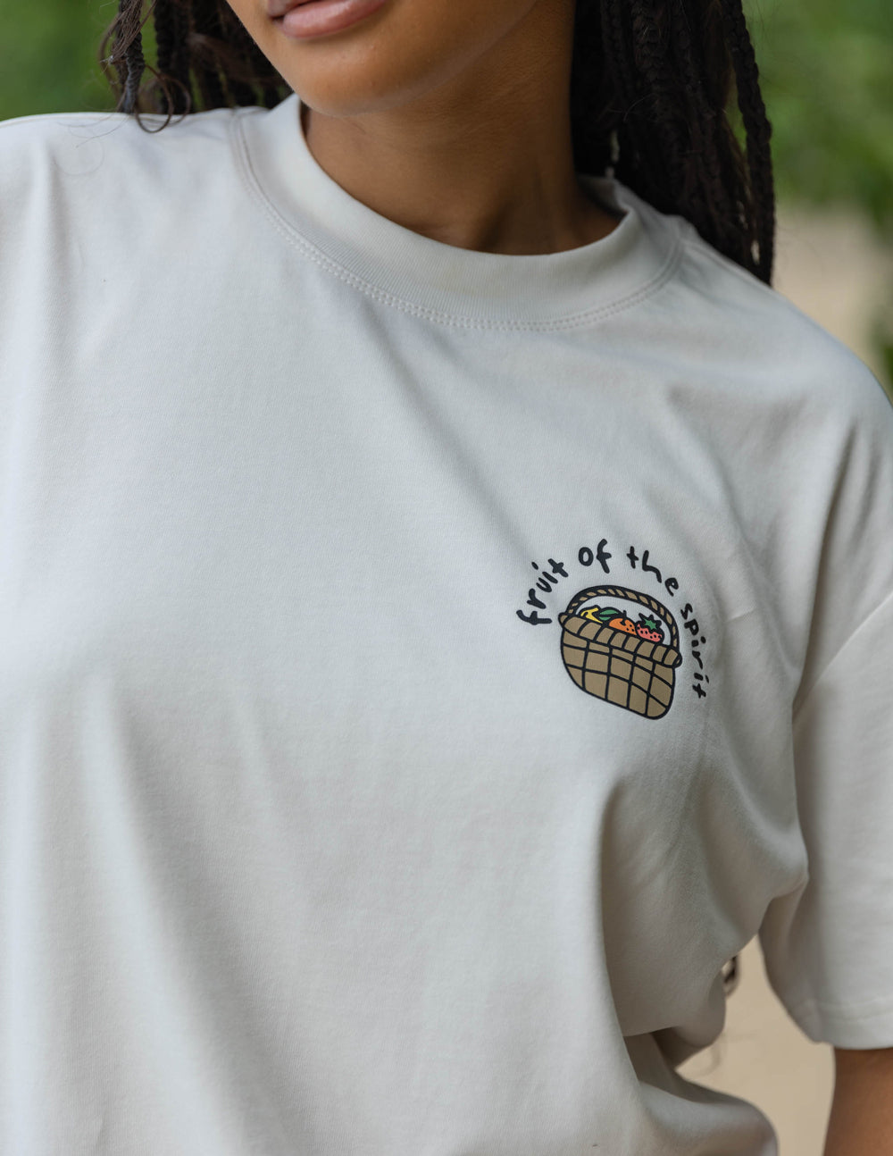 Elevated Faith Christian Apparel T-Shirt featuring a basket graphic with the phrase Fruit of the Spirit