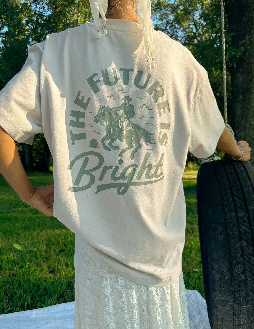 Elevated Faith Christian Apparel T-Shirt with 'The Future is Bright' graphic and relaxed fit