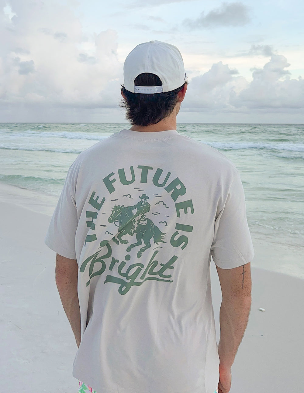 Elevated Faith Christian Apparel T-Shirt in light color with 'The Future is Bright' graphic design
