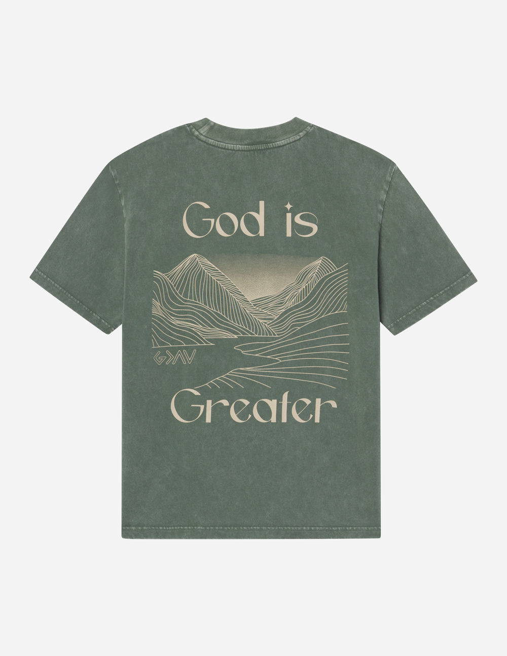 Elevated Faith Christian Apparel T-Shirt with 'God is Greater' Graphic on Back