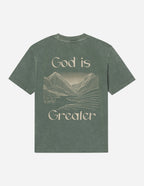 Elevated Faith Christian Apparel T-Shirt with 'God is Greater' Graphic on Back