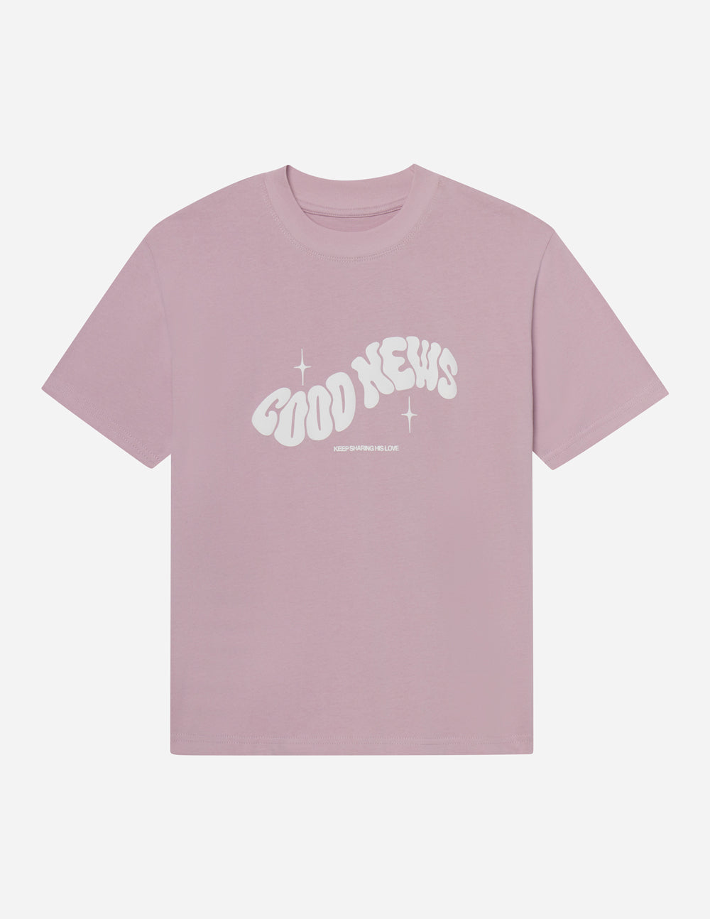 Elevated Faith Good News Christian Apparel T-Shirt in soft pink for daily inspiration