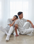 Elevated Faith Christian Apparel T-Shirt in gray, worn by a couple in casual, relaxed poses