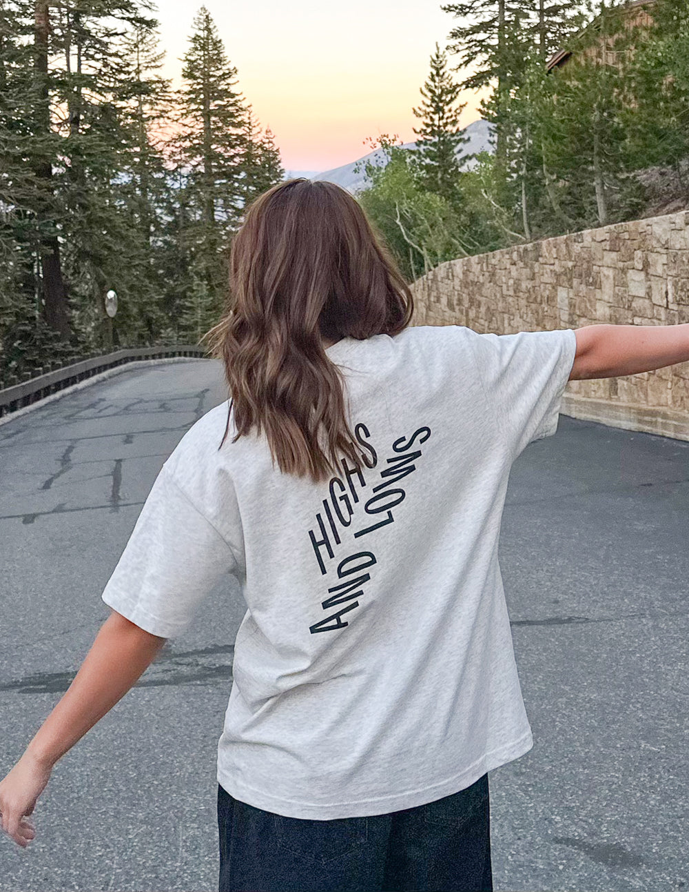 Elevated Faith Christian Apparel T-Shirt in gray with 'Highs and Lows' text design on the back