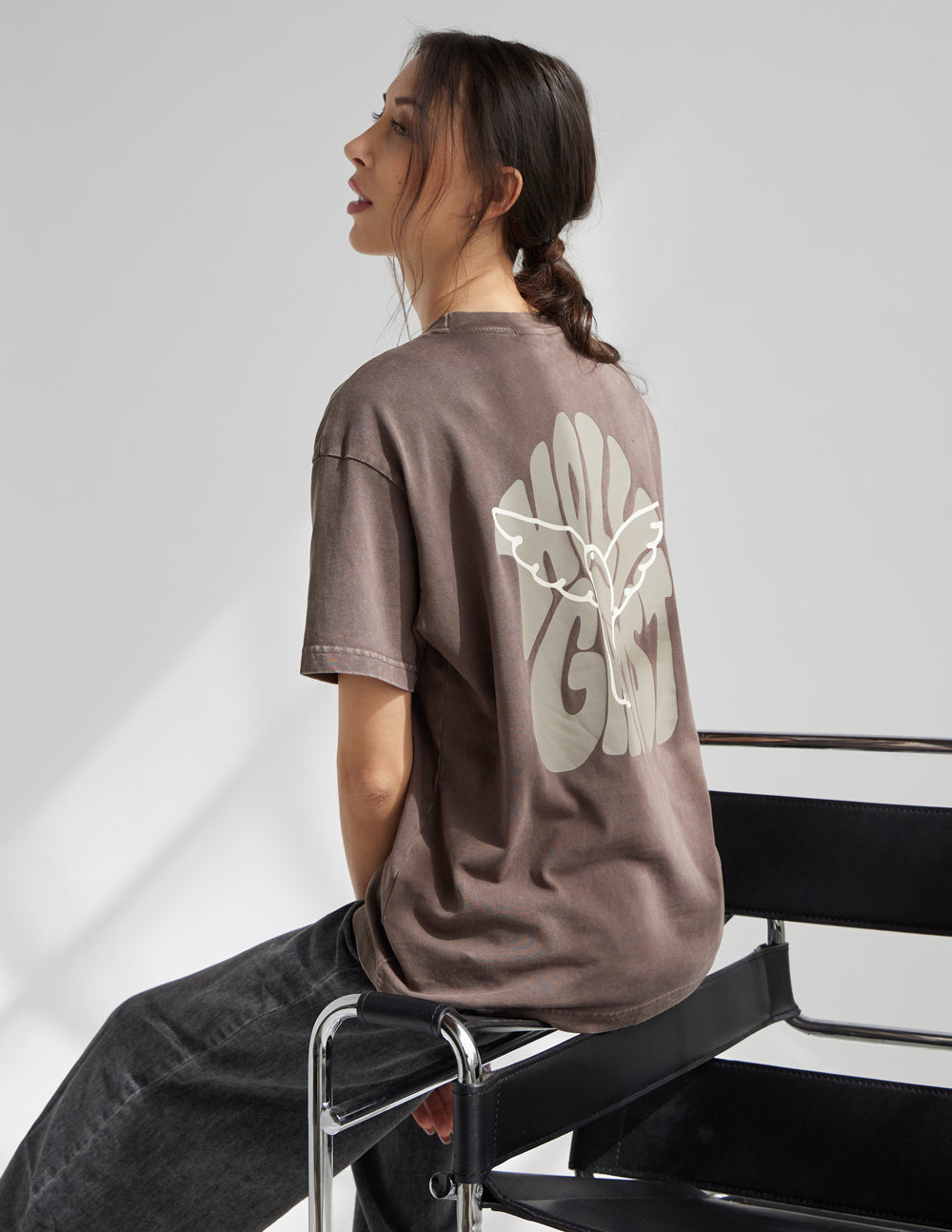 Elevated Faith Christian Apparel T-Shirt in brown with a unique graphic design on the back