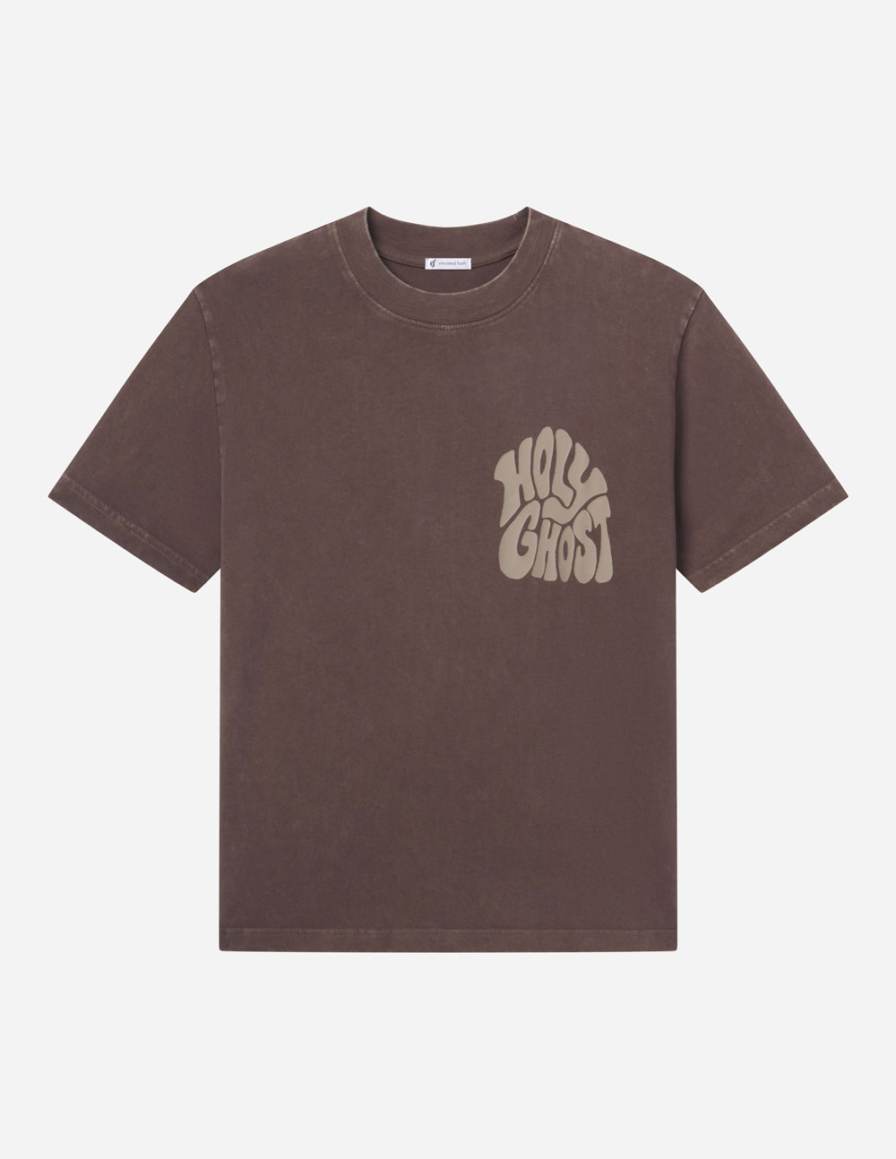 Elevated Faith Holy Ghost Christian Apparel T-Shirt in Brown with Groovy Graphic Design