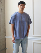 Elevated Faith Christian Apparel T-Shirt in faded blue, featuring 'Living Water' graphic design