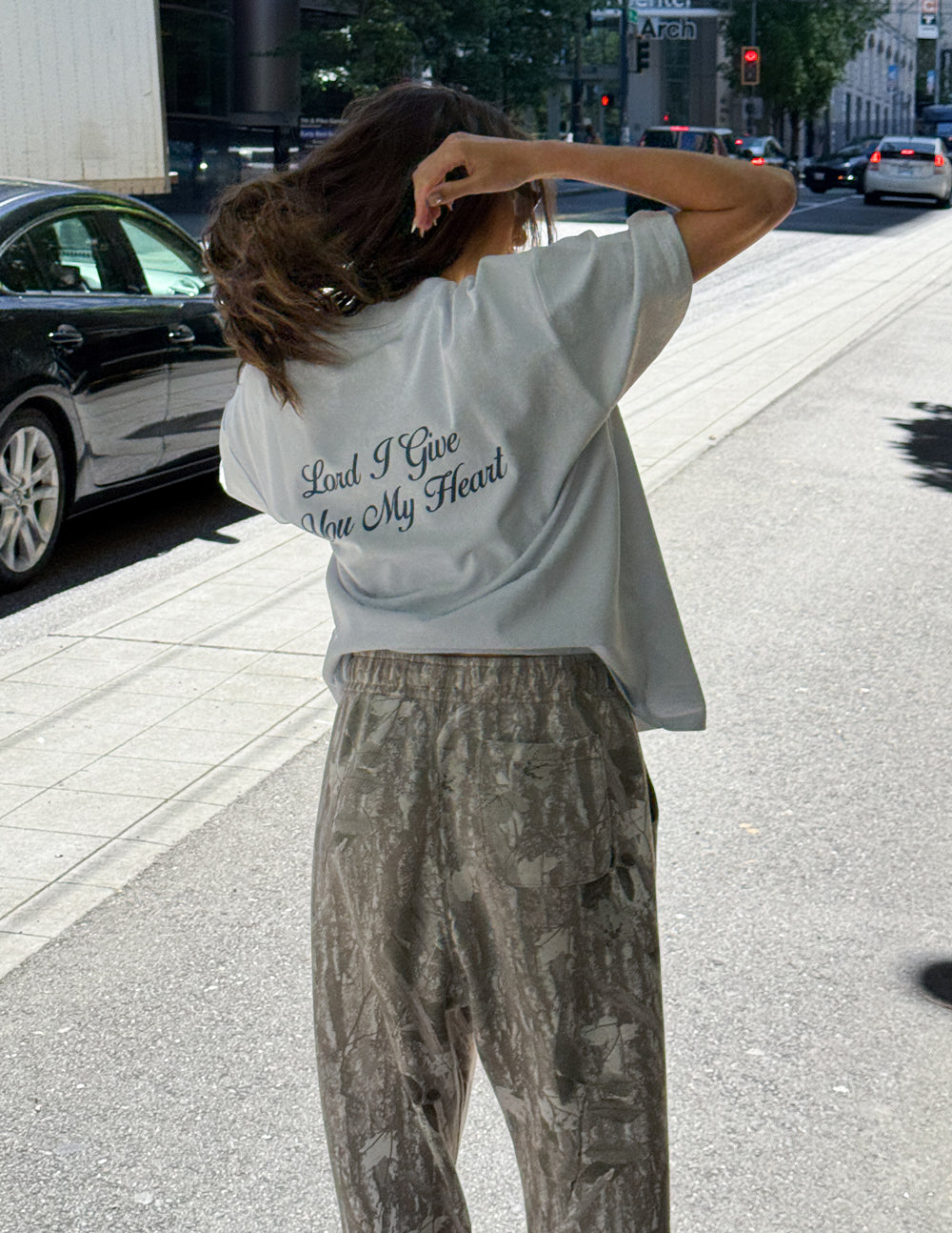 Elevated Faith Christian Apparel T-Shirt with 'Lord I Give You My Heart' printed on the back