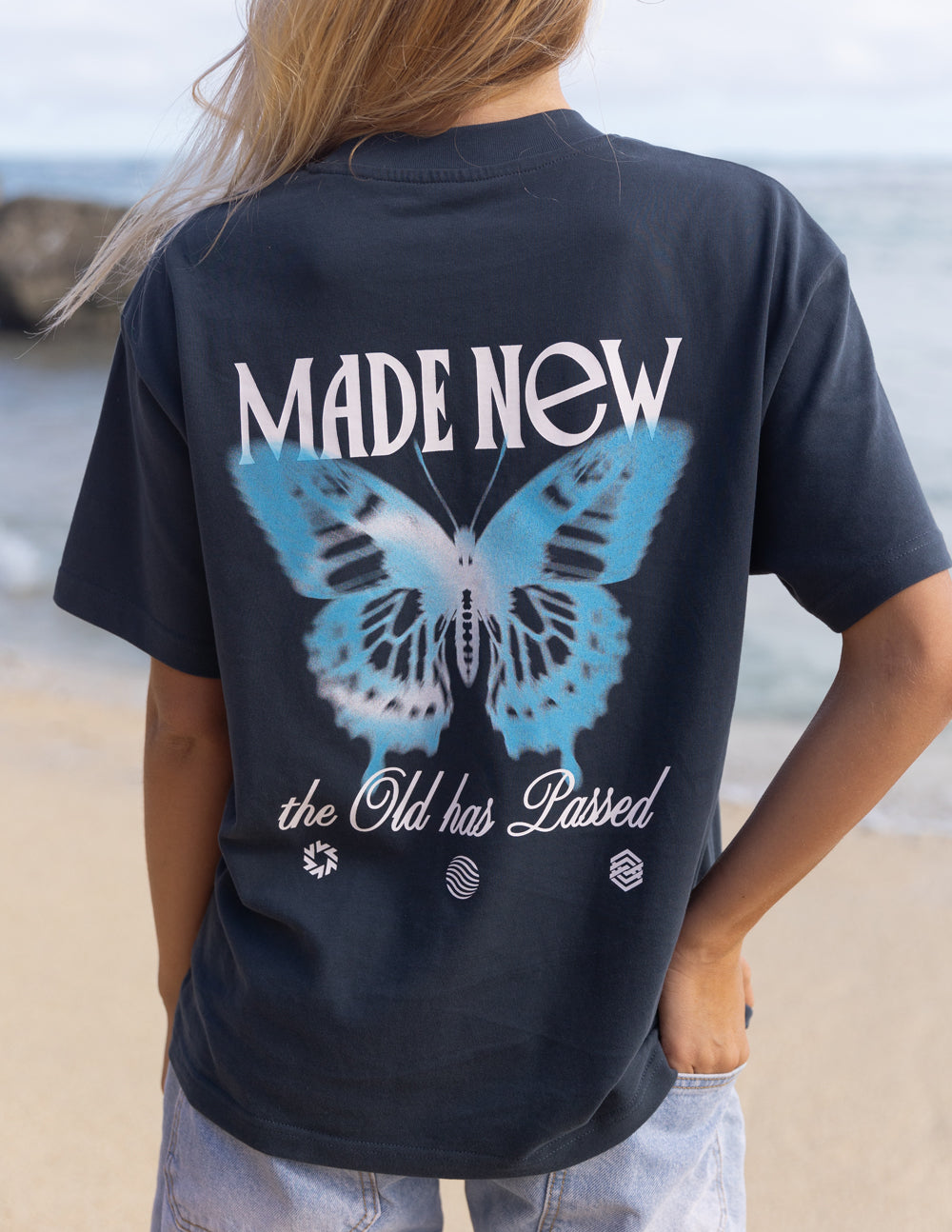 Elevated Faith Christian Apparel T-Shirt with Made New Butterfly Design on Back
