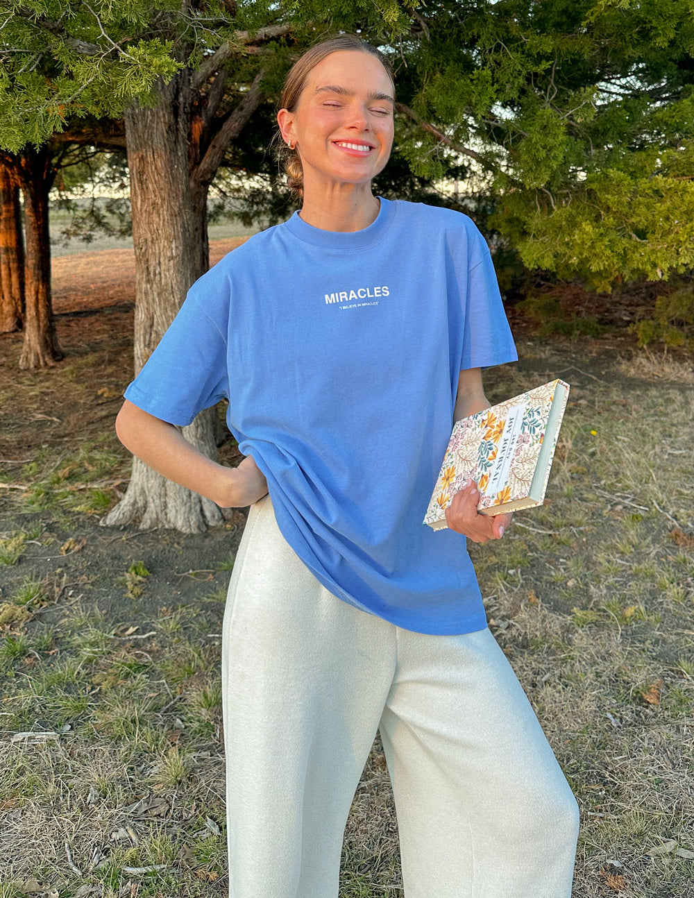 Elevated Faith Miracles Christian Apparel T-Shirt in Blue for Casual Style and Comfort