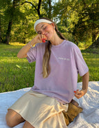 Elevated Faith Christian Apparel T-Shirt in lavender featuring the text Peace of God, perfect for casual wear.