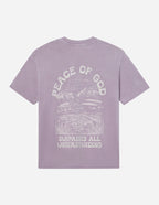 Elevated Faith Christian Apparel T-Shirt in lavender featuring Peace of God graphic design on the back