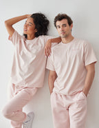 Elevated Faith Christian Apparel T-Shirt in soft pink worn by two models for a trendy look