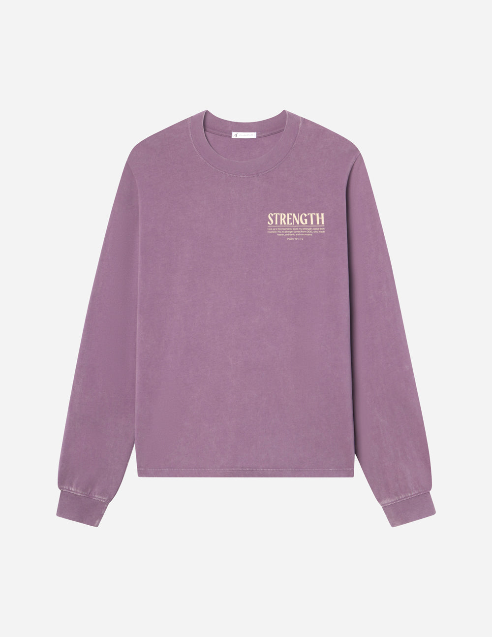 Elevated Faith Christian Apparel T-Shirt in Lavender with 'Strength' graphic design