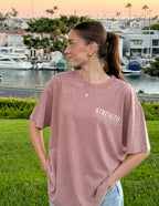 Elevated Faith Christian Apparel T-Shirt in Pink with Strength Graphic Design for Casual Wear
