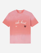 Elevated Faith Christian Apparel T-Shirt in Pink with 'take heart' Text Design