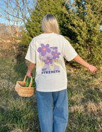 Elevated Faith Christian Apparel T-Shirt featuring floral design and Psalm verse on the back