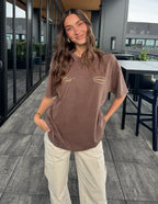 Brown Elevated Faith Christian Apparel T-Shirt with Minimalist Design and Loose Fit