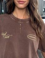 Elevated Faith Christian Apparel T-Shirt in Brown with 'Walk by Faith' and scripture design