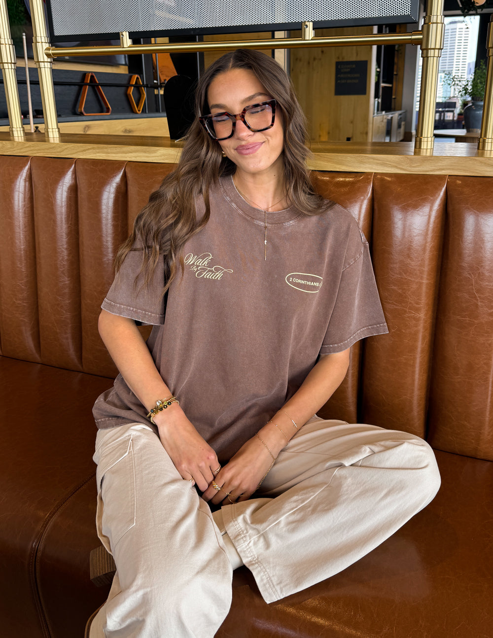 Elevated Faith Christian Apparel T-Shirt in brown with a relaxed fit for a stylish look