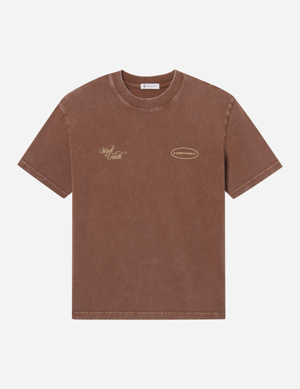 Elevated Faith Christian Apparel T-Shirt in brown with stylish logo detail for casual wear