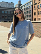 Elevated Faith Christian Apparel T-Shirt in Blue, featuring a relaxed fit and stylish design