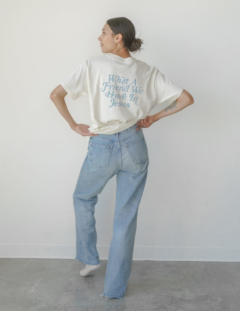 Elevated Faith Christian Apparel T-Shirt with 'What a Friend We Have in Jesus' Graphic Design