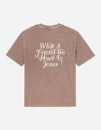 Elevated Faith Christian Apparel T-Shirt featuring the phrase What A Friend We Have In Jesus on the back