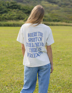Elevated Faith Christian Apparel T-Shirt with 'Where the Spirit of the Lord Is There Is Freedom' design on the back