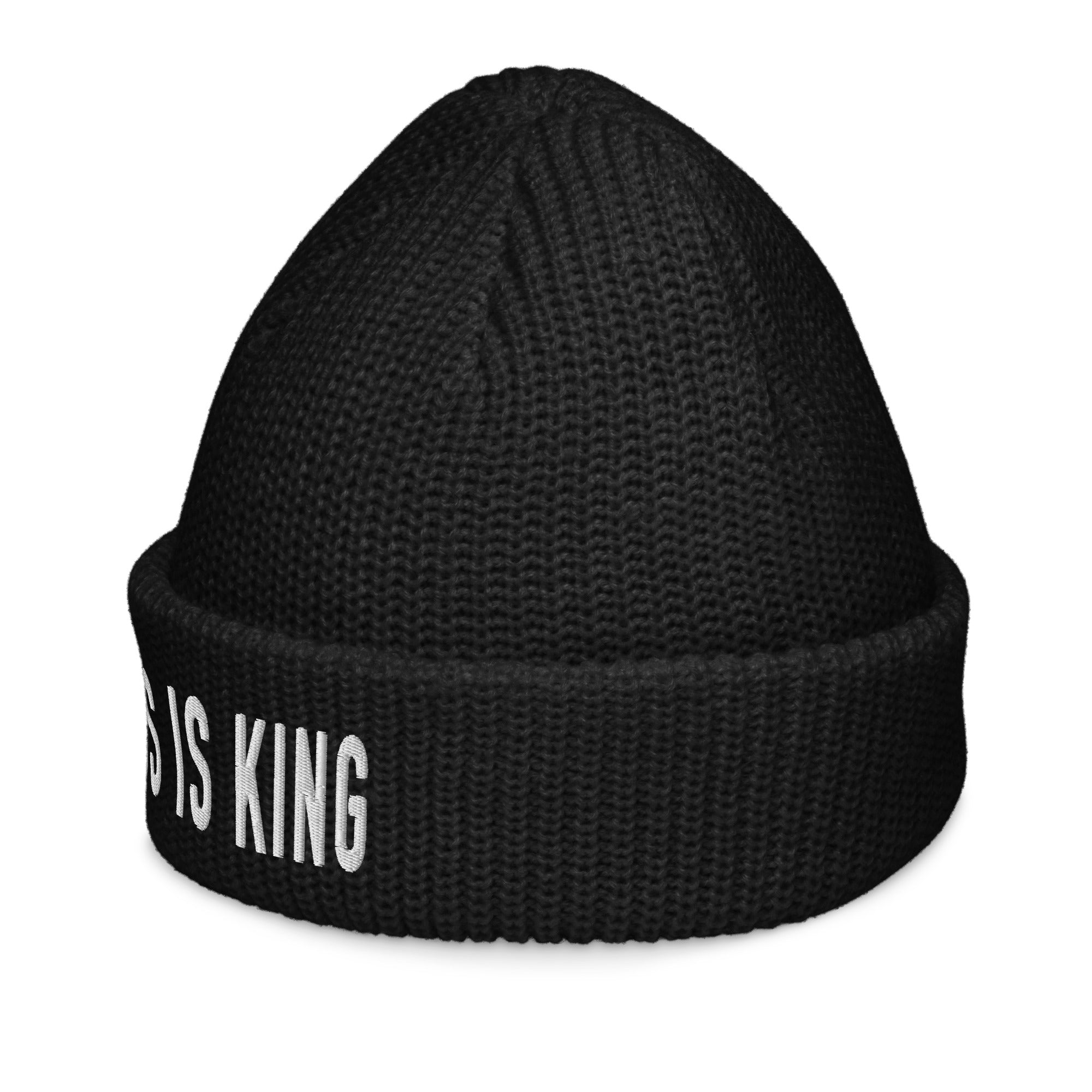 Black Christian Beanie with 'Jesus is King' Text for Stylish Faith Expression