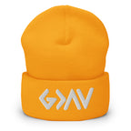 Bright yellow Christian Beanie featuring a stylish embroidered logo for casual wear