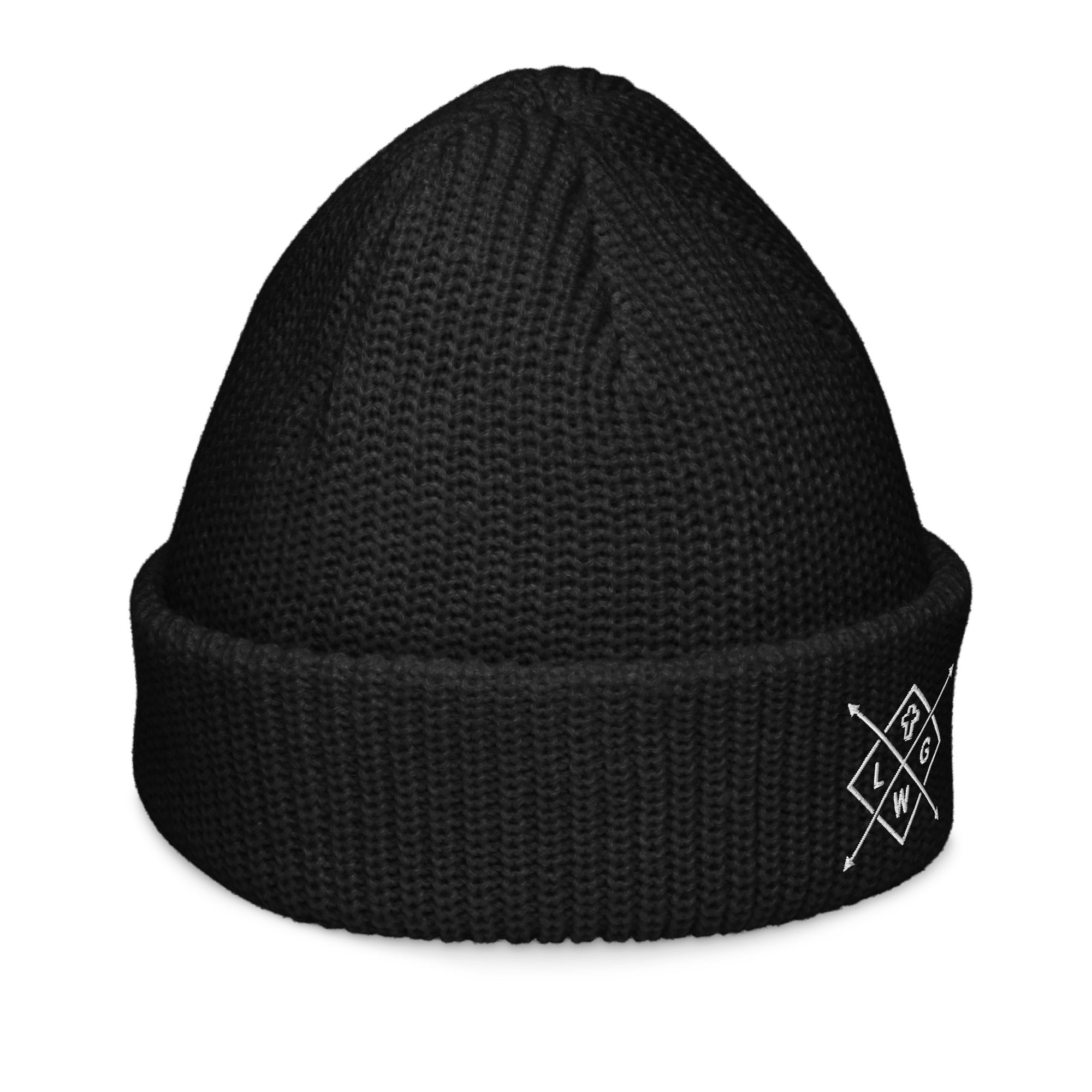 Black Christian Embroidered Beanie with a stylish knit design for warmth and comfort