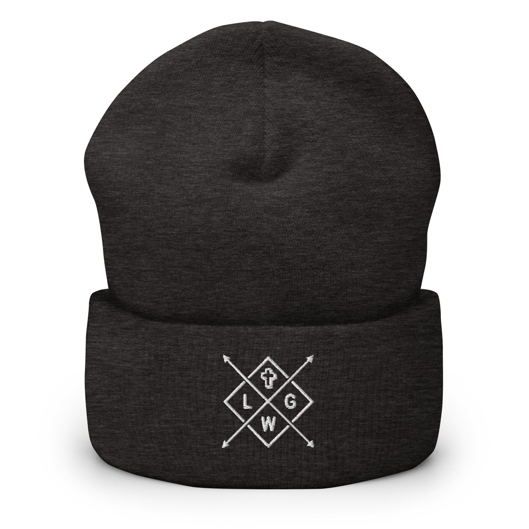 Christian Embroidered Beanie in dark gray featuring a stylish logo design