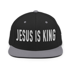 Christian Embroidered Hat featuring 'Jesus is King' text in bold white letters on a black cap.