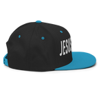 Black Christian Embroidered Hat with the word JESUS in bold white letters
