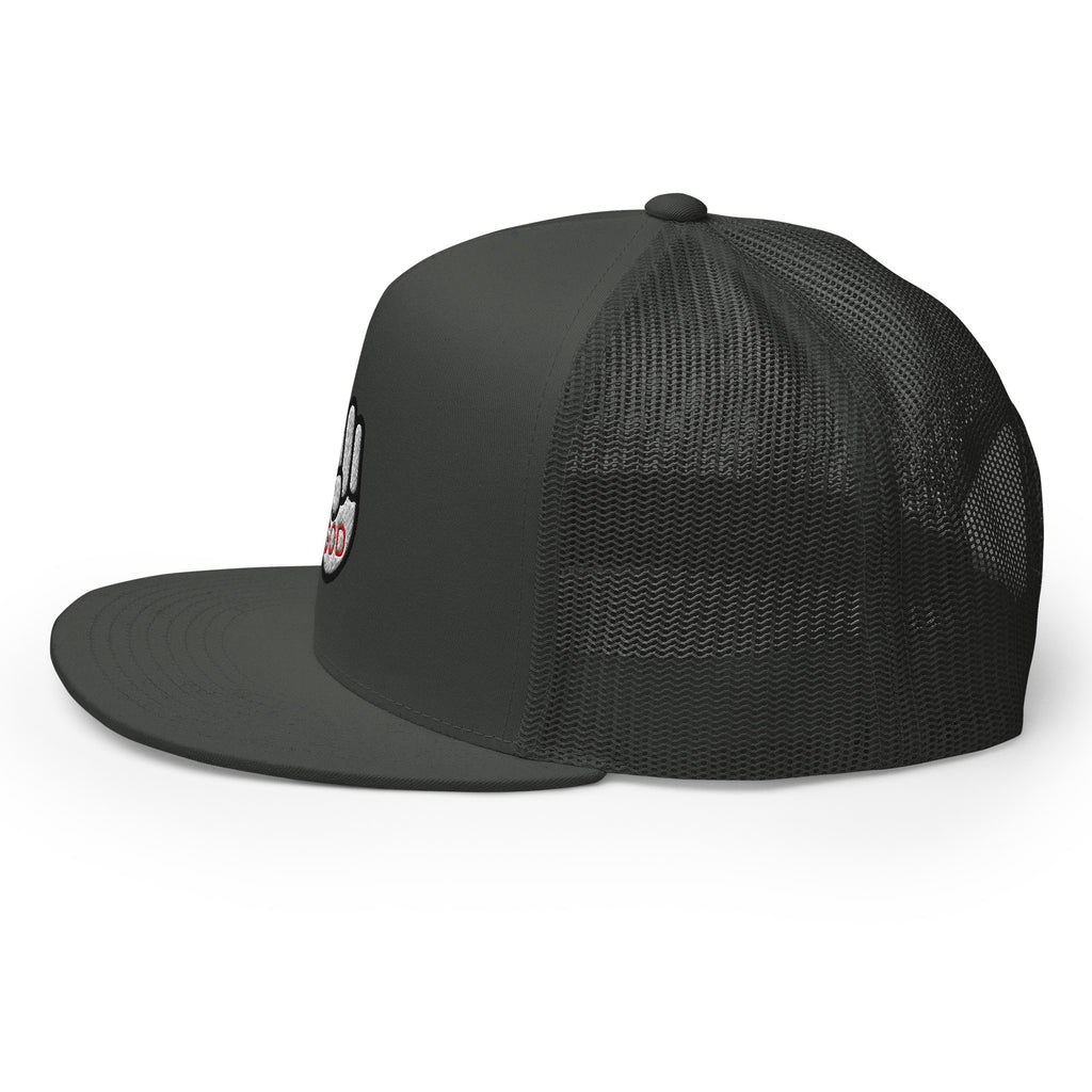 Christian Embroidered Hat in black with a mesh back and adjustable snap closure