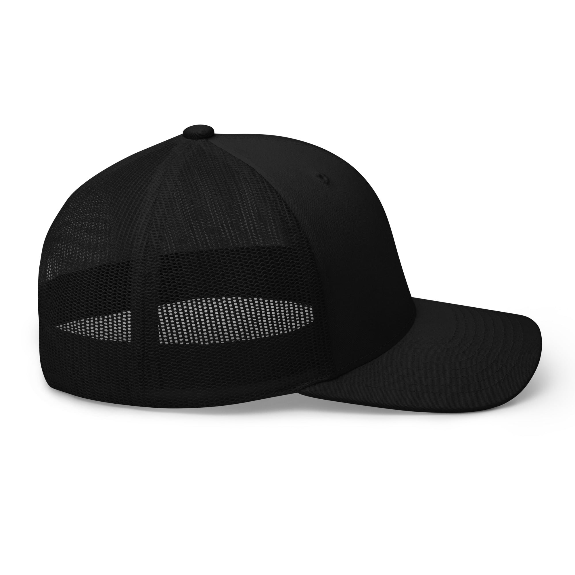 Christian Embroidered Hat in black with a breathable mesh back for comfort and style