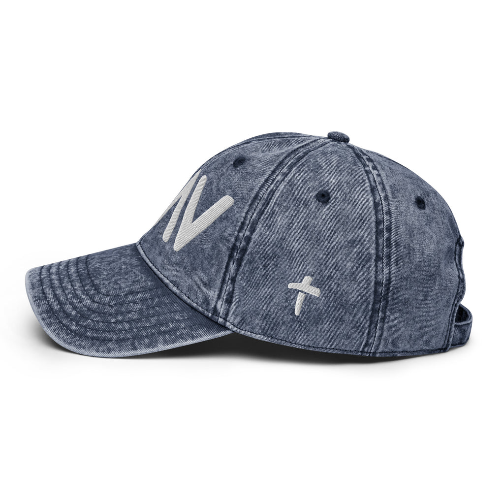 Christian Embroidered Hat in Denim with Stylish Design for Everyday Wear
