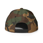 Back view of a Christian Embroidered Hat in camo pattern with adjustable strap for a perfect fit
