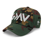 Camo Christian Embroidered Hat featuring bold white lettering for a stylish look