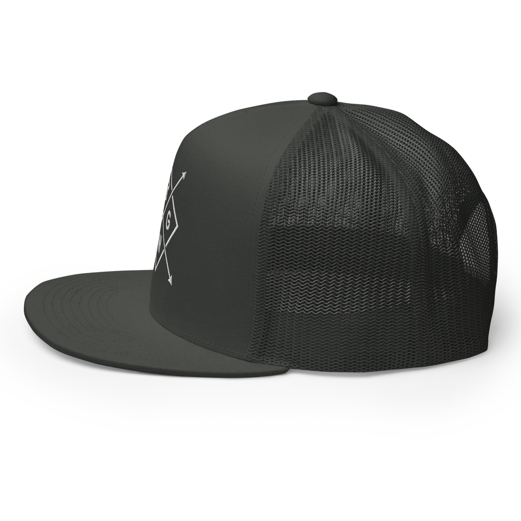 Christian Embroidered Hat in dark gray with a stylish mesh back for casual wear