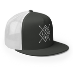 Christian Embroidered Hat in black and white with a modern geometric design and adjustable fit