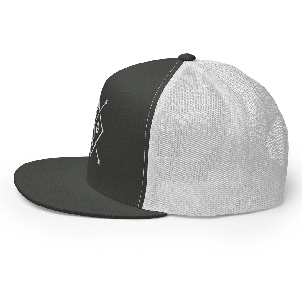 Christian Embroidered Hat with a sleek black front and white mesh back for stylish everyday wear
